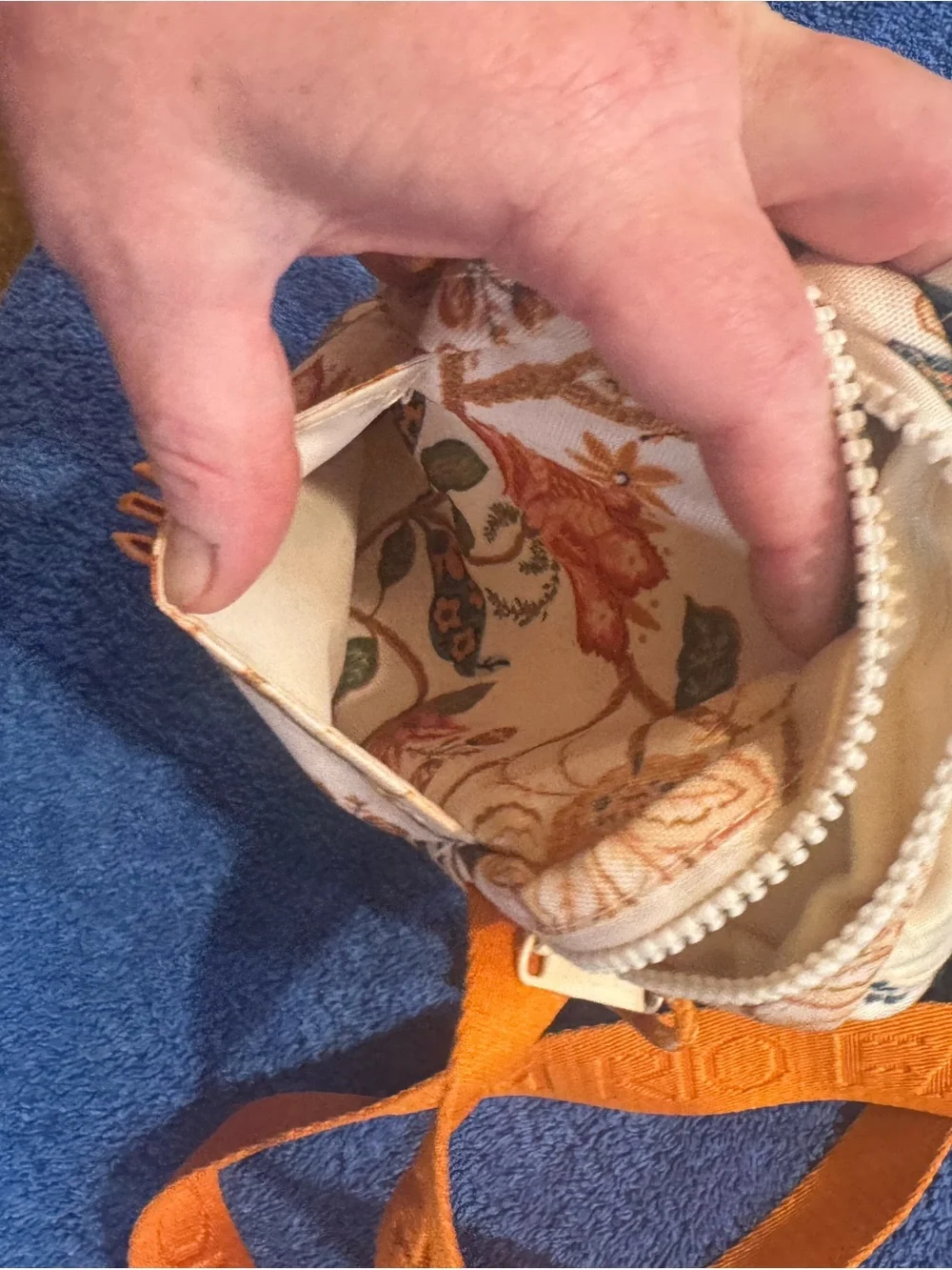 FARM Rio Floral & Bird Crossbody with Orange Strap